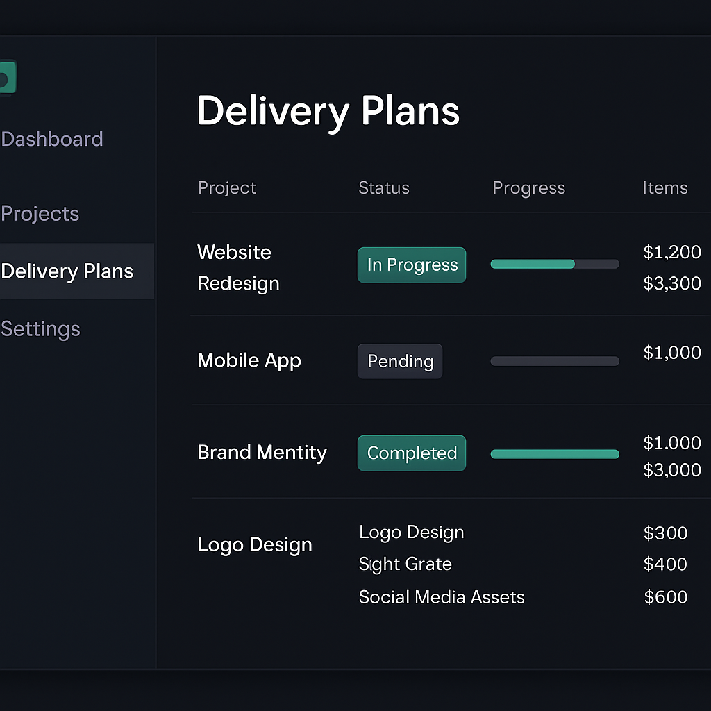 Deliverly dashboard preview